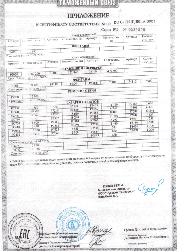 Сертификат соответствия № 0324578  - Дмитров | dmitrov.salutsklad.ru 